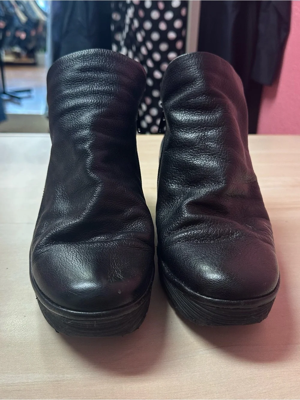 Fly London Yip Black Wedge Leather Ankle boots